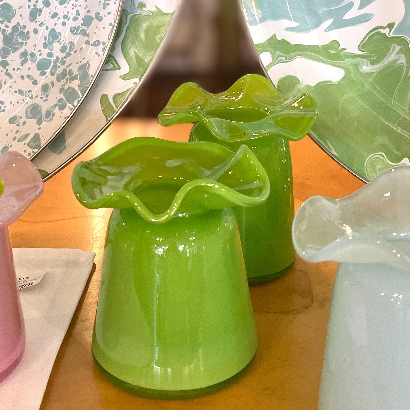 Apple Ruffled Blown Glass Bud Vase - PORCH