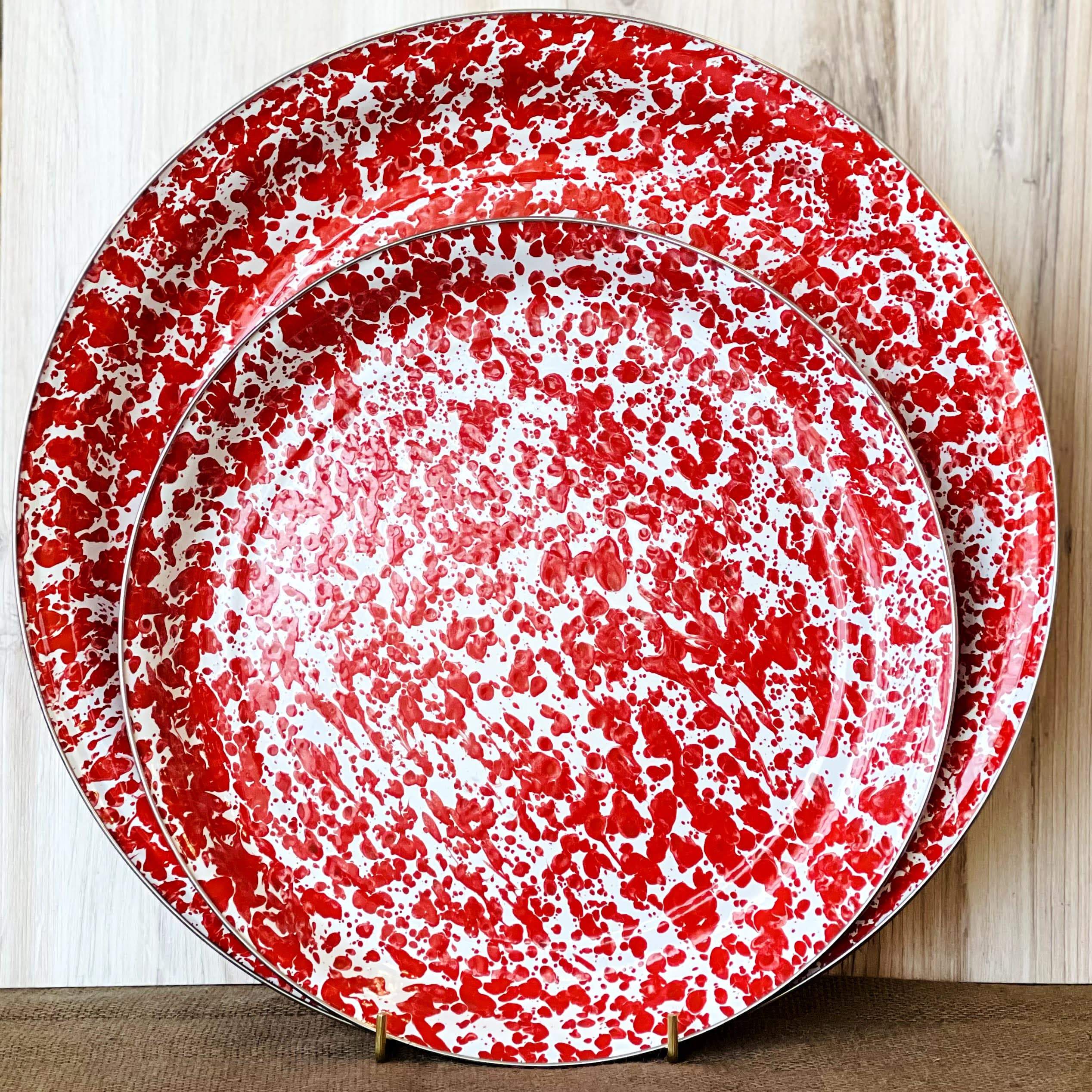 Red / Medium Splatterware Round Tray - Medium - PORCH