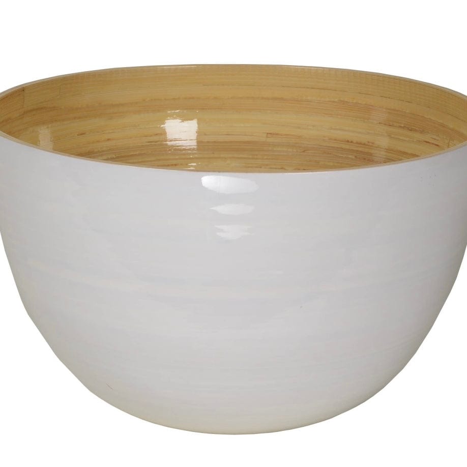 White Tall Bamboo Serving Bowl - PORCH