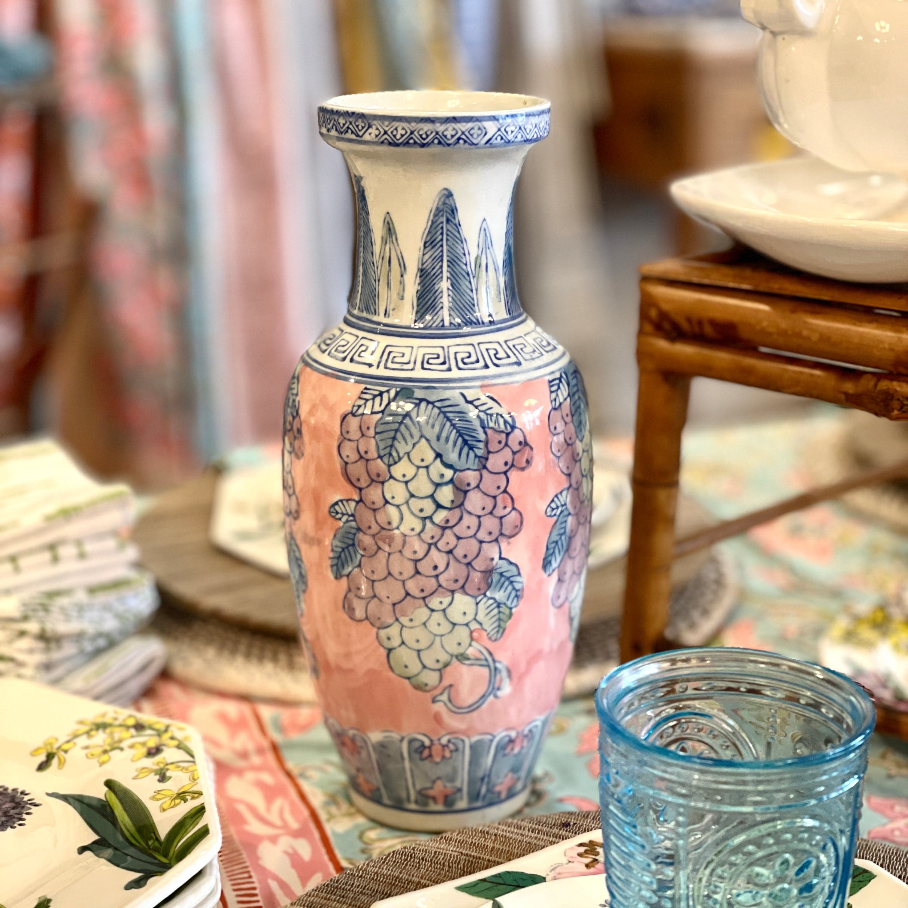 Vintage Chinese Pink Grapes Vase - PORCH