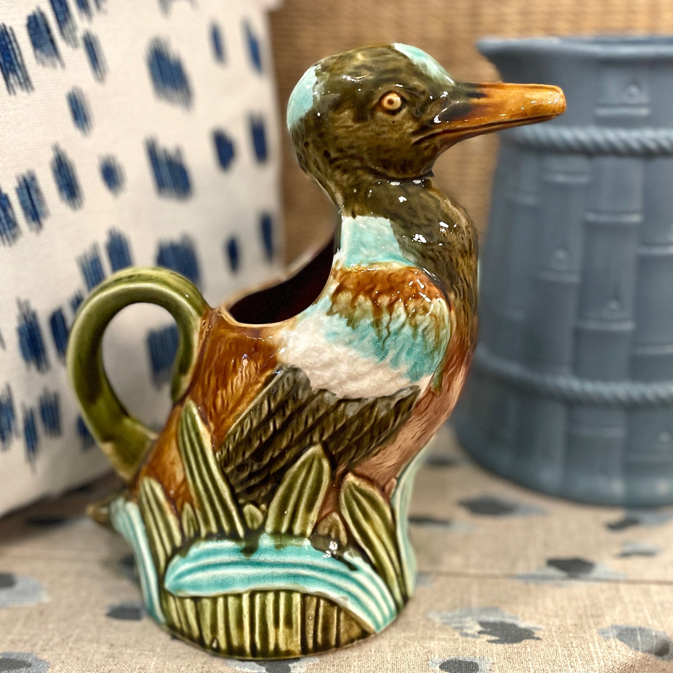 Vintage French Majolica Duck Pitcher - PORCH