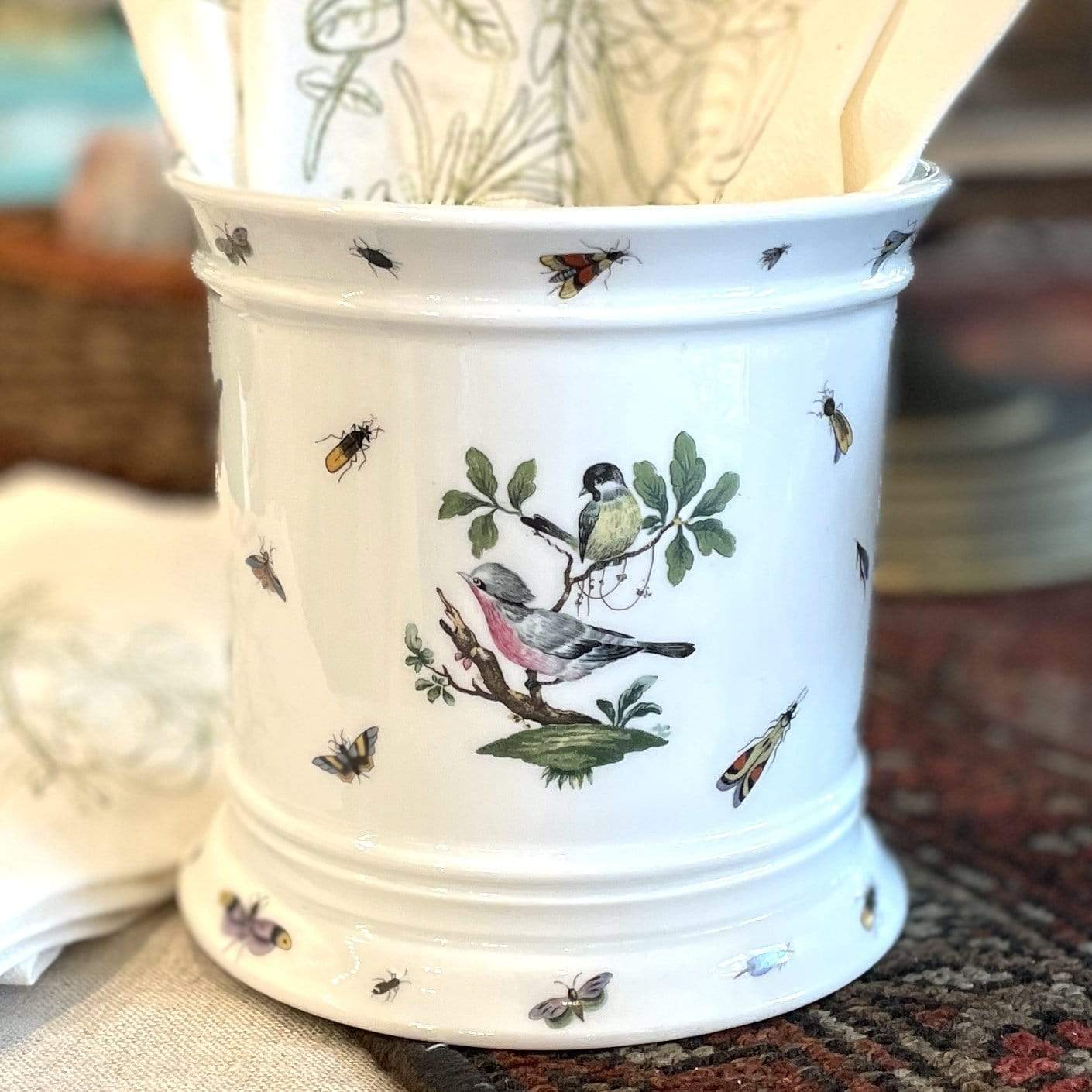 Vintage Limoges Birds and Bugs Small Cachepot - PORCH