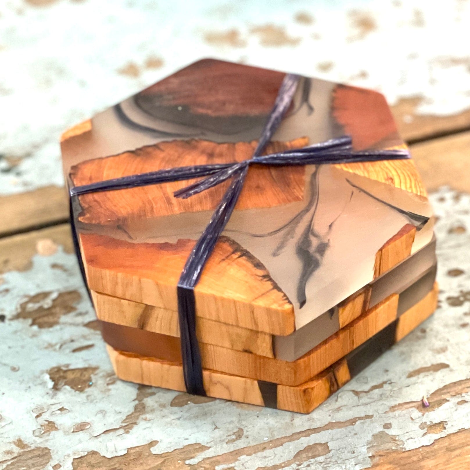 Wooden Resin Coasters - Set of 4 - PORCH